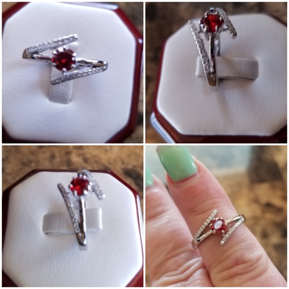Genuine 1ct Ruby and White Sapphire Ring 8 - Picture 2 of 4